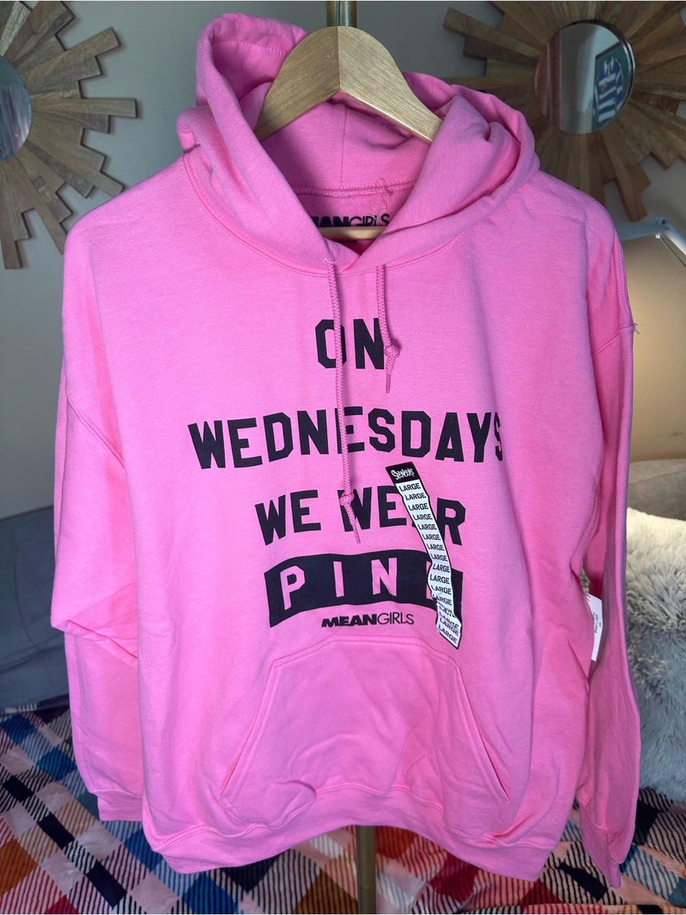 Spencer's Mean Girls “On Wednesdays We Wear Pink” Pink Graphic Hoodie - Picture 2 of 7